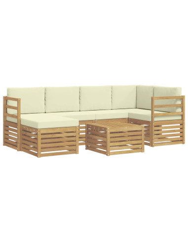 Set di divani da esterno 7 pcs Bianco e Crema Poliestere