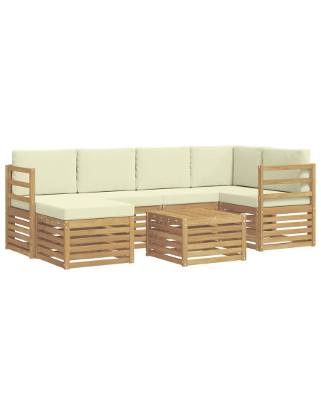 Set di divani da esterno 7 pcs Bianco e Crema Poliestere