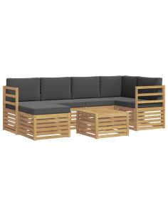 Set di divani da esterno 7 pcs Bianco e Antracite Poliestere 2