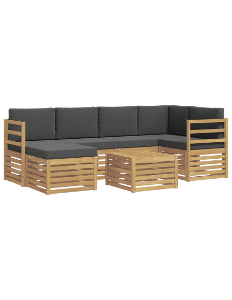 Set di divani da esterno 7 pcs Bianco e Antracite Poliestere