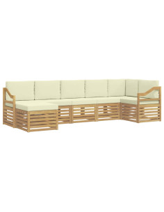 Set di divani da esterno 7 pcs Bianco e Crema 2