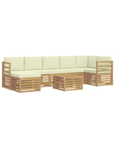 Set di divani da esterno 8 pcs Bianco e Crema 59 x 59 x 37 cm 2