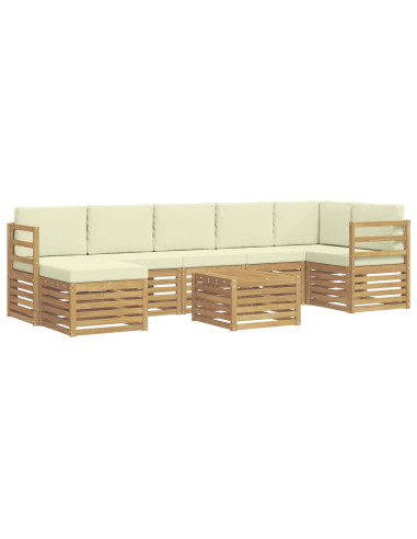 Set di divani da esterno 8 pcs Bianco e Crema 59 x 59 x 37 cm