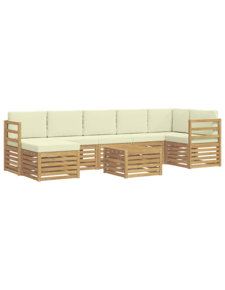Set di divani da esterno 8 pcs Bianco e Crema 59 x 59 x 37 cm