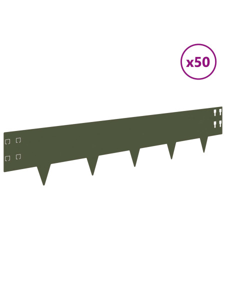 Bordura per Prato 50 pcs 100 x 20 cm Acciaio Verde Oliva