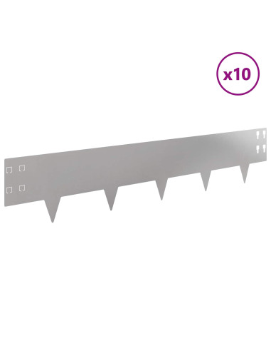 Bordura per Prato 10 pcs 100 x 20 cm Acciaio Argento