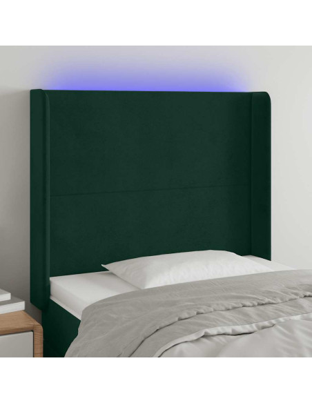 Testiera a LED Verde Scuro 103x16x118/128 cm in Velluto