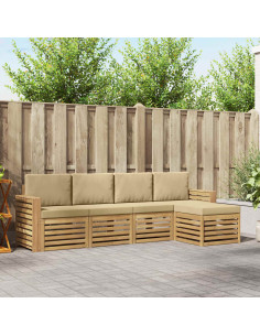 Set di divani da esterno 5 pcs Bianco e Beige