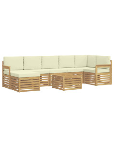 Set di divani da esterno 8 pcs Bianco e Crema 59 x 59 x 37 cm 2