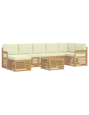 Set di divani da esterno 8 pcs Bianco e Crema 59 x 59 x 37 cm