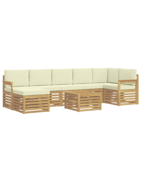 Set di divani da esterno 8 pcs Bianco e Crema 59 x 59 x 37 cm