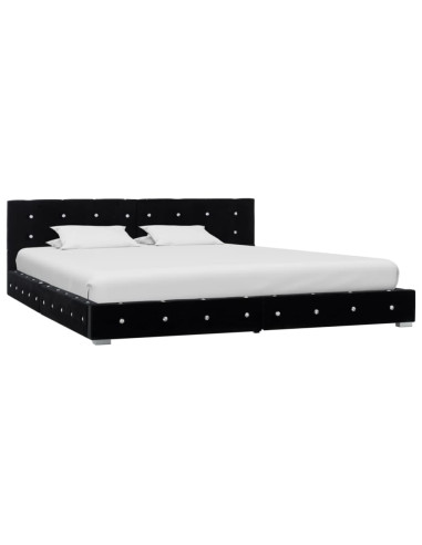 Letto con Materasso Memory Foam Nero in Velluto 180x200 cm