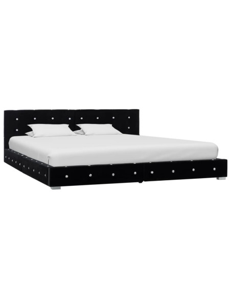 Letto con Materasso Memory Foam Nero in Velluto 180x200 cm