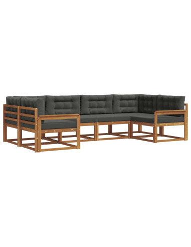 Set di divani da esterno con cuscino 6 pcs Naturale e Antracite