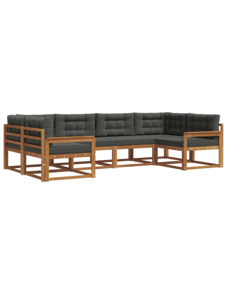Set di divani da esterno con cuscino 6 pcs Naturale e Antracite