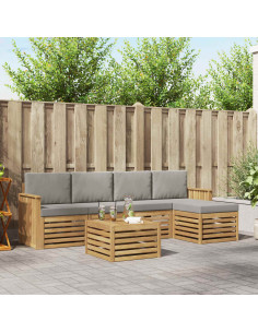 Set di divani da esterno 6 pcs Bianco e Grigio Chiaro