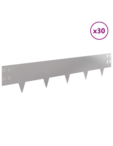Bordura per Prato 30 pcs 100 x 20 cm Acciaio Argento