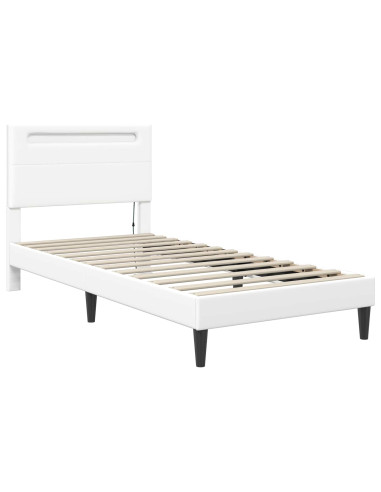 Struttura del letto con testiera Bianco 90 x 190 cm Similpelle