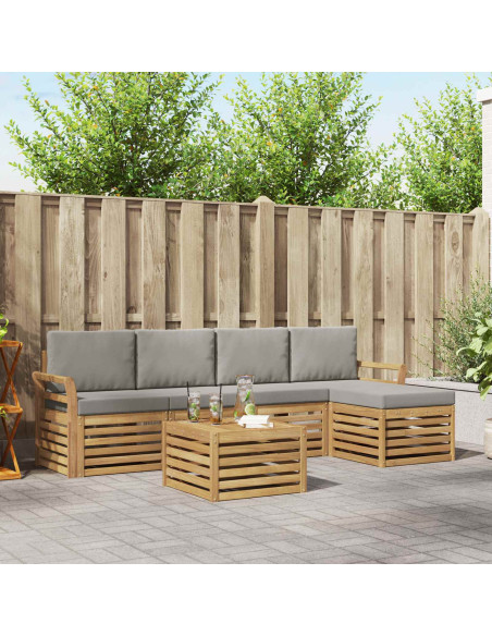 Set di divani da esterno 6 pcs Bianco e Grigio Chiaro