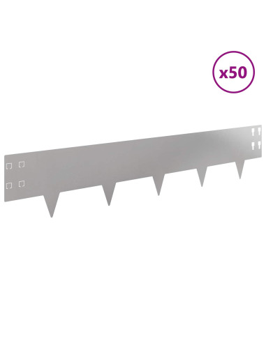 Bordura per Prato 50 pcs 100 x 20 cm Acciaio Argento