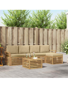Set di divani da esterno 6 pcs Bianco e Beige 59 x 59 x 37 cm