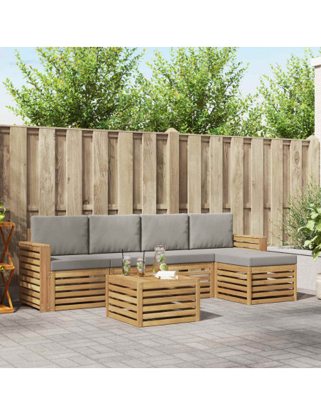 Set di divani da esterno 6 pcs Bianco e Grigio Chiaro
