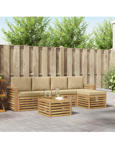 Set di divani da esterno 6 pcs Bianco e Beige 59 x 59 x 37 cm