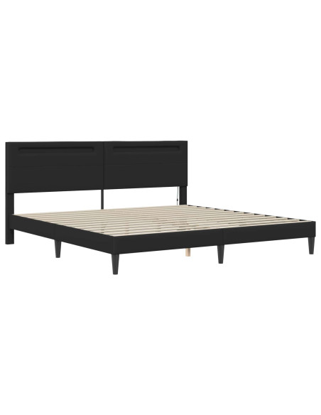 Struttura del letto con testiera Nero 180 x 200 cm Similpelle