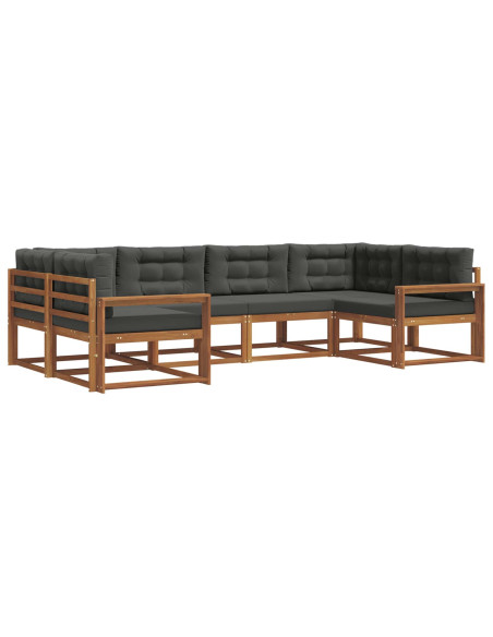 Set di divani da esterno con cuscino 6 pcs Naturale e Antracite