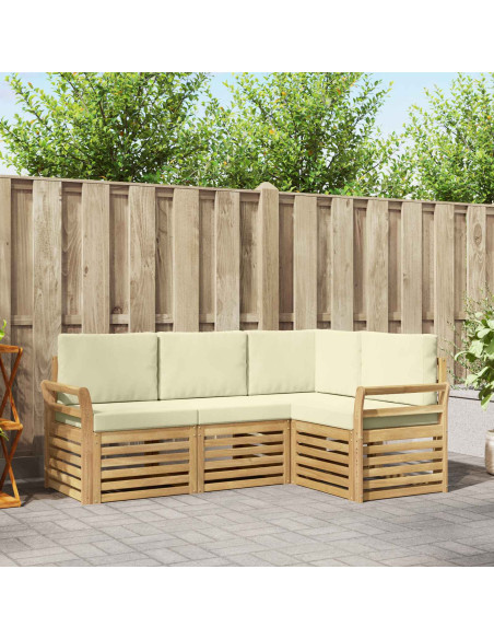 Set divani 4 pcs Bianco e Crema 190 x 130,5 x 73 cm Poliestere