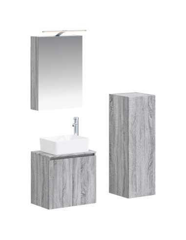 Set di mobili per il bagno 4 pcs Sonoma grigio
