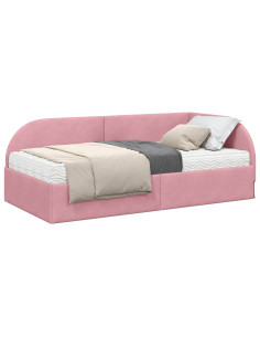 Struttura Letto Angolare con Materasso 2 pcs Rosa Velluto 2