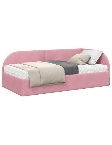 Struttura Letto Angolare con Materasso 2 pcs Rosa Velluto