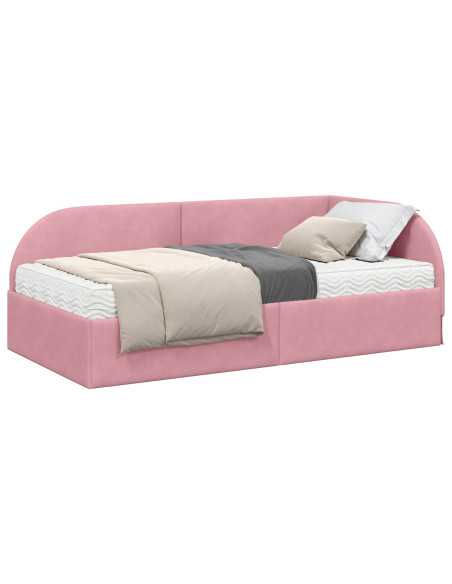 Struttura Letto Angolare con Materasso 2 pcs Rosa Velluto