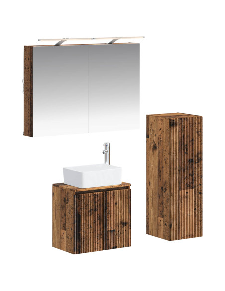 Set di mobili per il bagno 4 pcs Legno antico