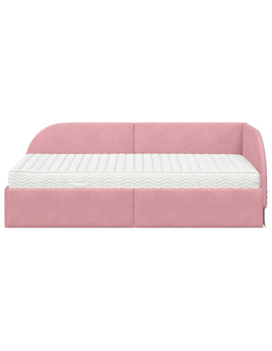 Struttura Letto Angolare con Materasso 2 pcs Rosa Velluto