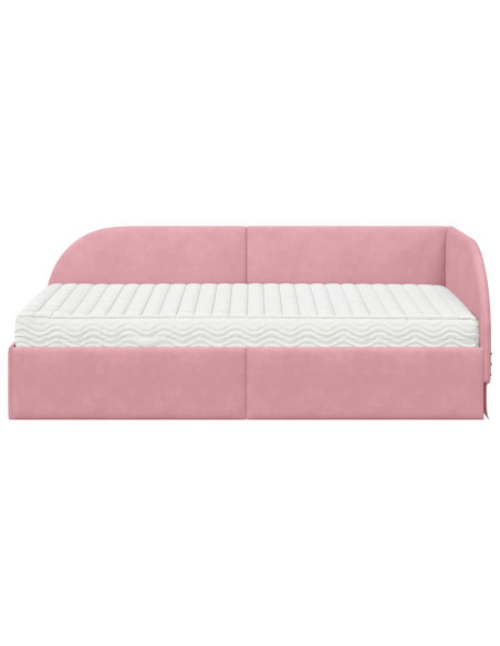Struttura Letto Angolare con Materasso 2 pcs Rosa Velluto
