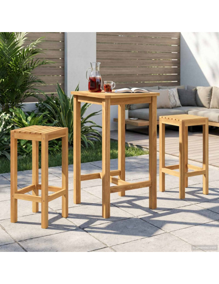 Set Bar da Esterno 3 pcs Non trattato Legno di teak solido