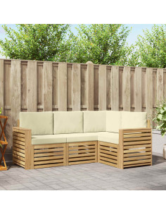 Set divani 4 pcs Bianco e Crema 191 x 132,5 x 73 cm Poliestere