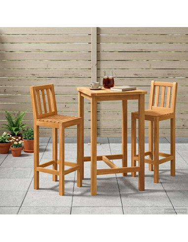 Set Bar da Esterno 3 pcs Non trattato Legno di teak solido