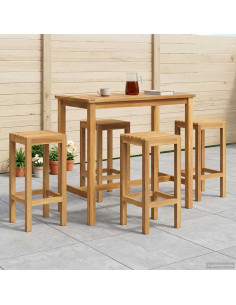 Set Bar da Esterno 5 pcs Non trattato Legno di teak solido