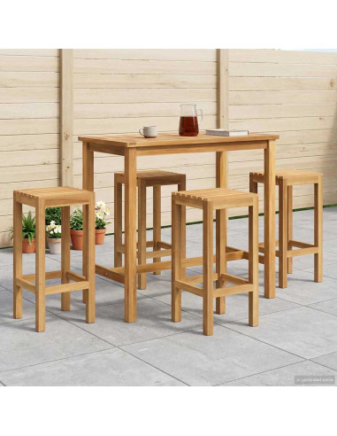Set Bar da Esterno 5 pcs Non trattato Legno di teak solido