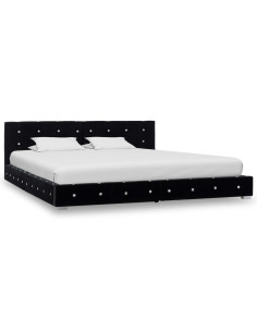 Letto con Materasso Memory Foam Nero in Velluto 180x200 cm 2