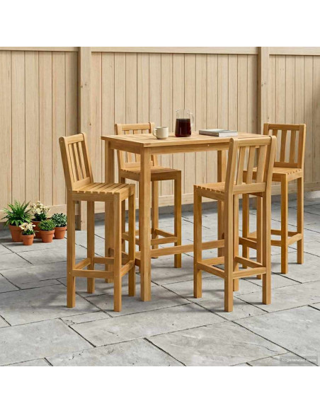 Set Bar da Esterno 5 pcs Non trattato Legno di teak solido