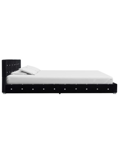 Letto con Materasso Memory Foam Nero in Velluto 180x200 cm