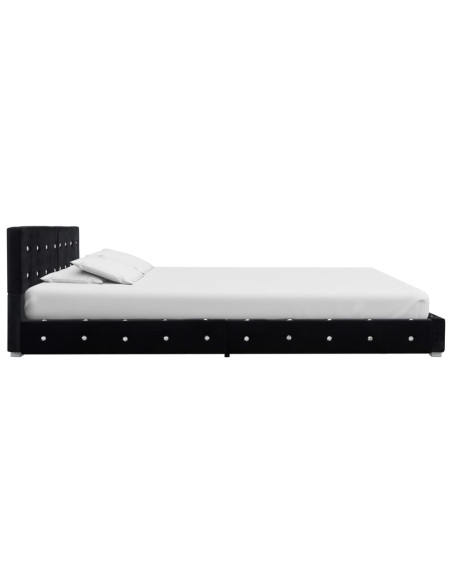 Letto con Materasso Memory Foam Nero in Velluto 180x200 cm