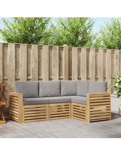 Set di divani da esterno 4 pcs Bianco e Grigio Chiaro