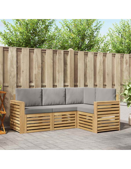 Set di divani da esterno 4 pcs Bianco e Grigio Chiaro