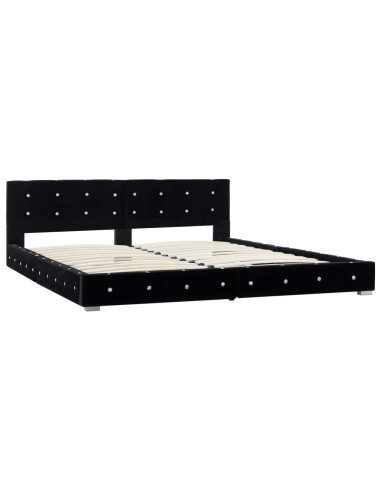 Letto con Materasso Memory Foam Nero in Velluto 180x200 cm
