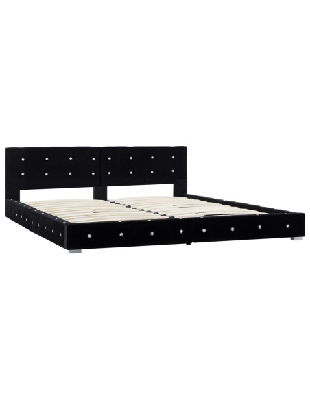 Letto con Materasso Memory Foam Nero in Velluto 180x200 cm